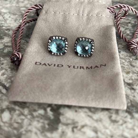 David Yurman blue topaz and Diamond chatelaine stud earrings - Picture 1 of 8
